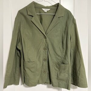 Northern Reflections Olive Green Linen Button-Up Light Jacket Women's Size‎ XXL